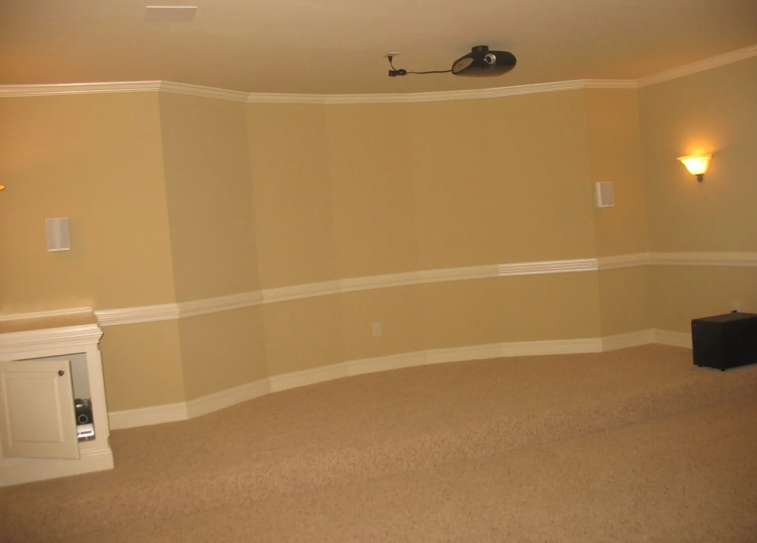 Finished basement with modern lighting in Atlanta
