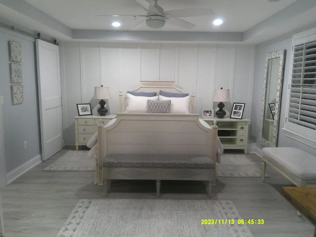 Luxury basement finishing with recessed lighting